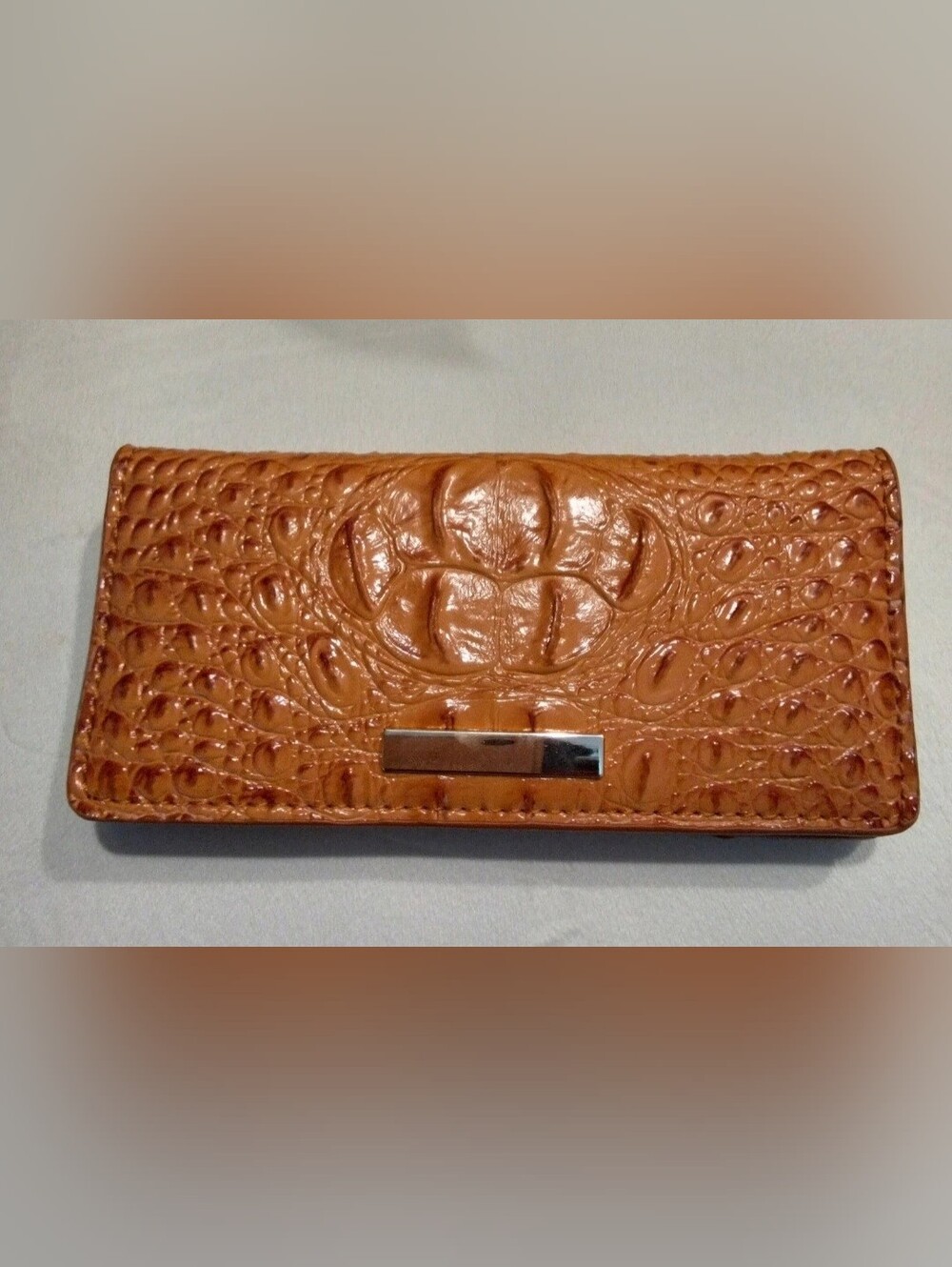 Green Brown Croc-Embossed Tote Bag with Matching Wallet - Picture 8 of 10